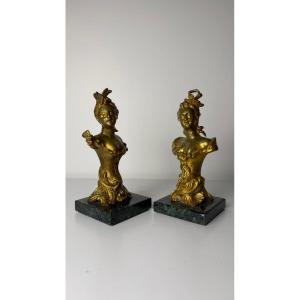Coppia di sculture in bronzo Belle Époque - XIX secolo 