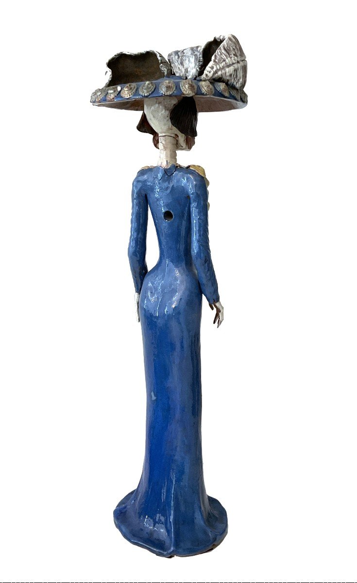 Artista messicano del XX secolo, Catrina,  scultura in terracotta dipinta in policromia-photo-4
