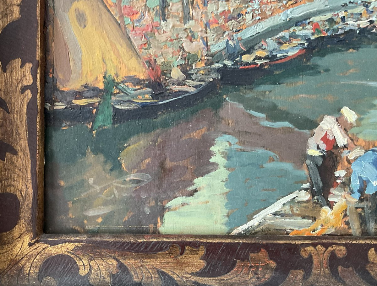 Luigi Pagan, Veduta di Chioggia, 1939. Olio su tavola-photo-2