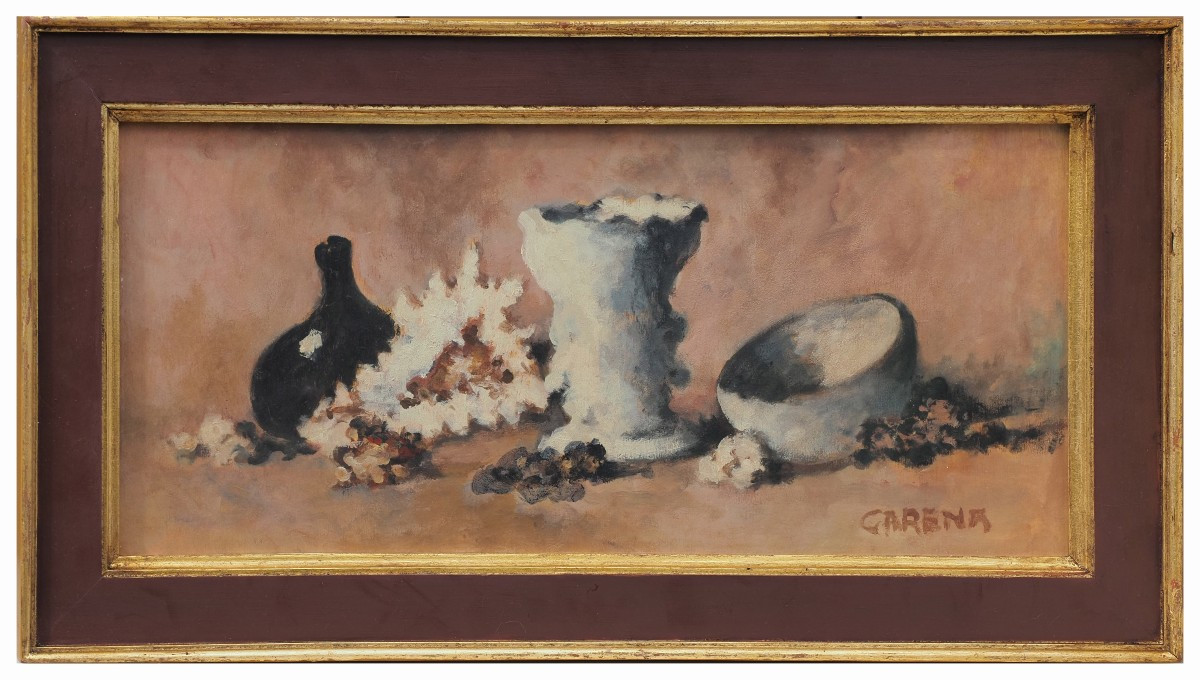 Felice Carena, Natura morta, 1959. Dipinto ad olio su tavola