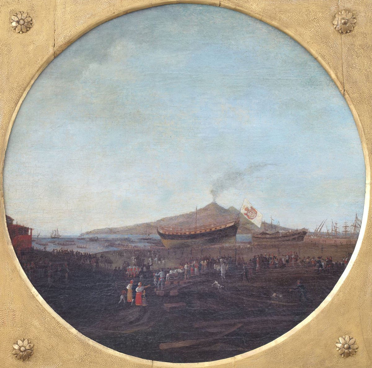 Jacob Philipp Hackert (seguace di), Veduta del cantiere di Castellammare col varo del vascello -photo-2