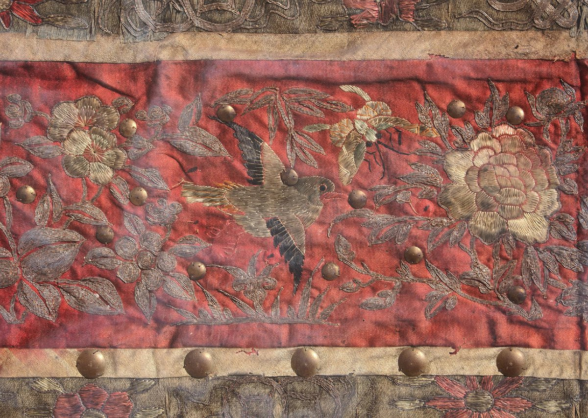 Due antichi tessuti orientali in seta, Cina, XIX secolo-photo-3