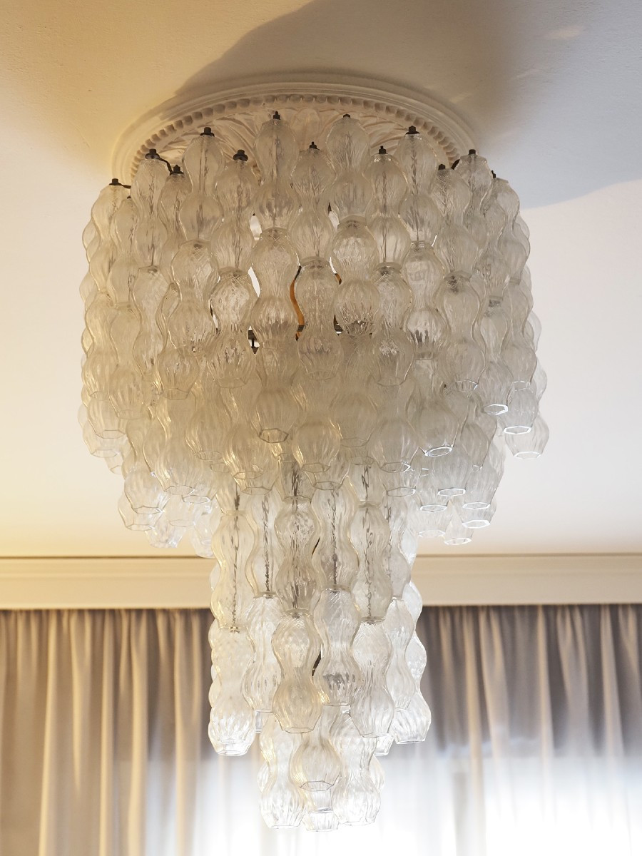 Seguso Vetri d'Arte - Lampadario a cascata - Murano Anni Sessanta-photo-2