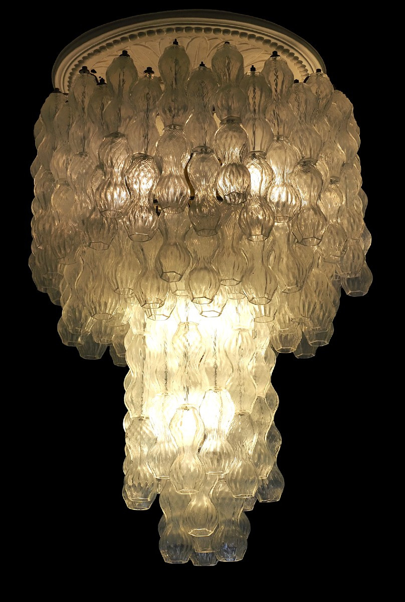 Seguso Vetri d'Arte - Lampadario a cascata - Murano Anni Sessanta