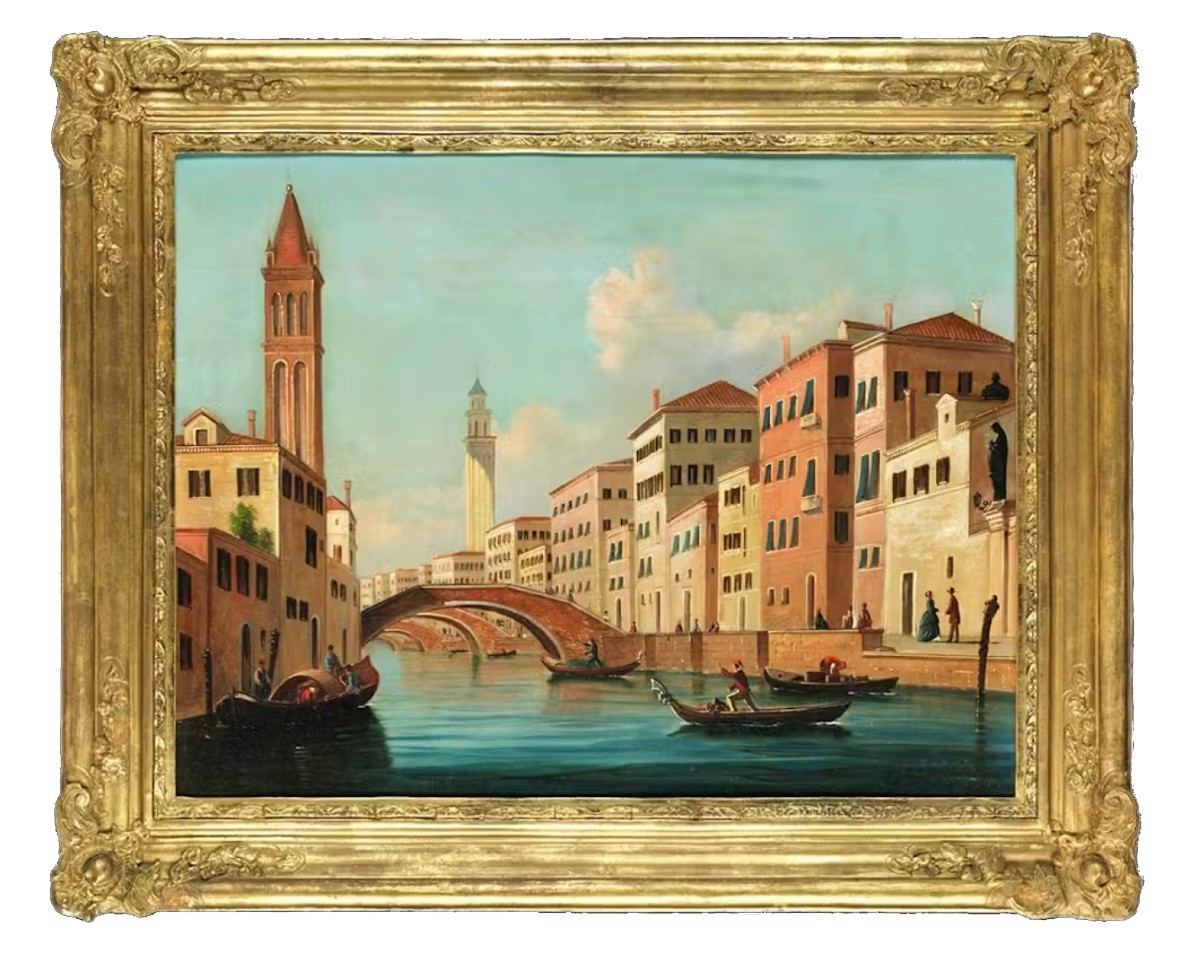 Artista attivo a Venezia alla fine del XIX secolo, Veduta di Venezia, olio su tela, cm. 54×70