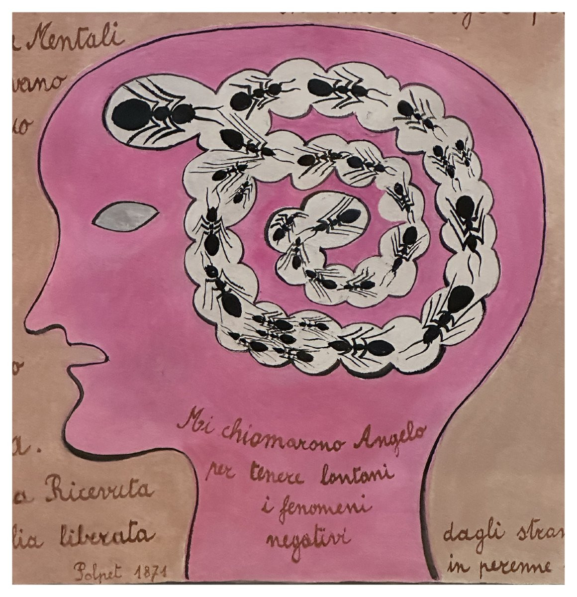 Dino Buzzati, L’Angelo da Polpet disturbato dalle Formiche Mentali, 1970, disegno-photo-3