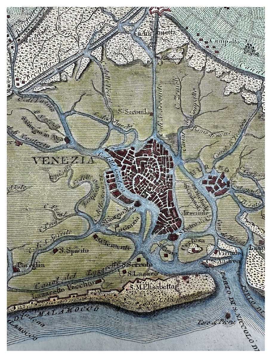 Antonio Sandi, La Veneta Laguna Antica e Moderna, incisione su rame cm. 47x64,5-photo-2