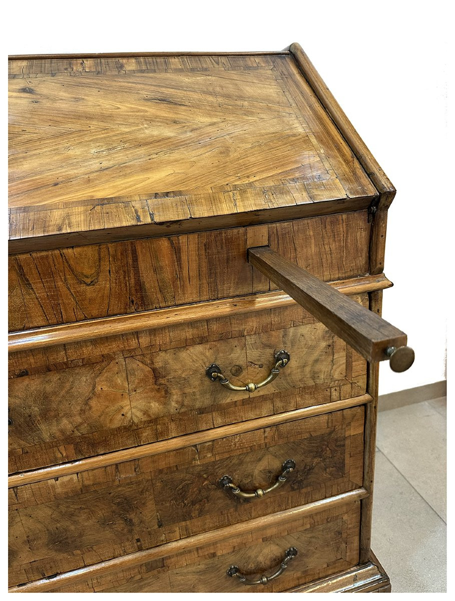 Cassettone a ribalta in noce e radica di noce. Veneto, XVIII secolo-photo-3