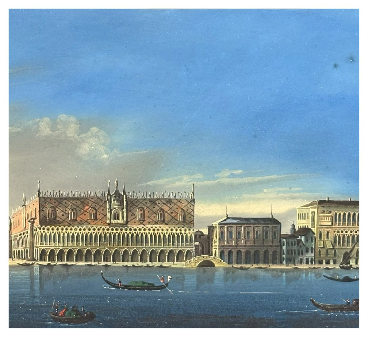 Giovanni Biasin, Veduta del Bacino di San Marco con gondole e imbarcazioni a vela, Guache-photo-2