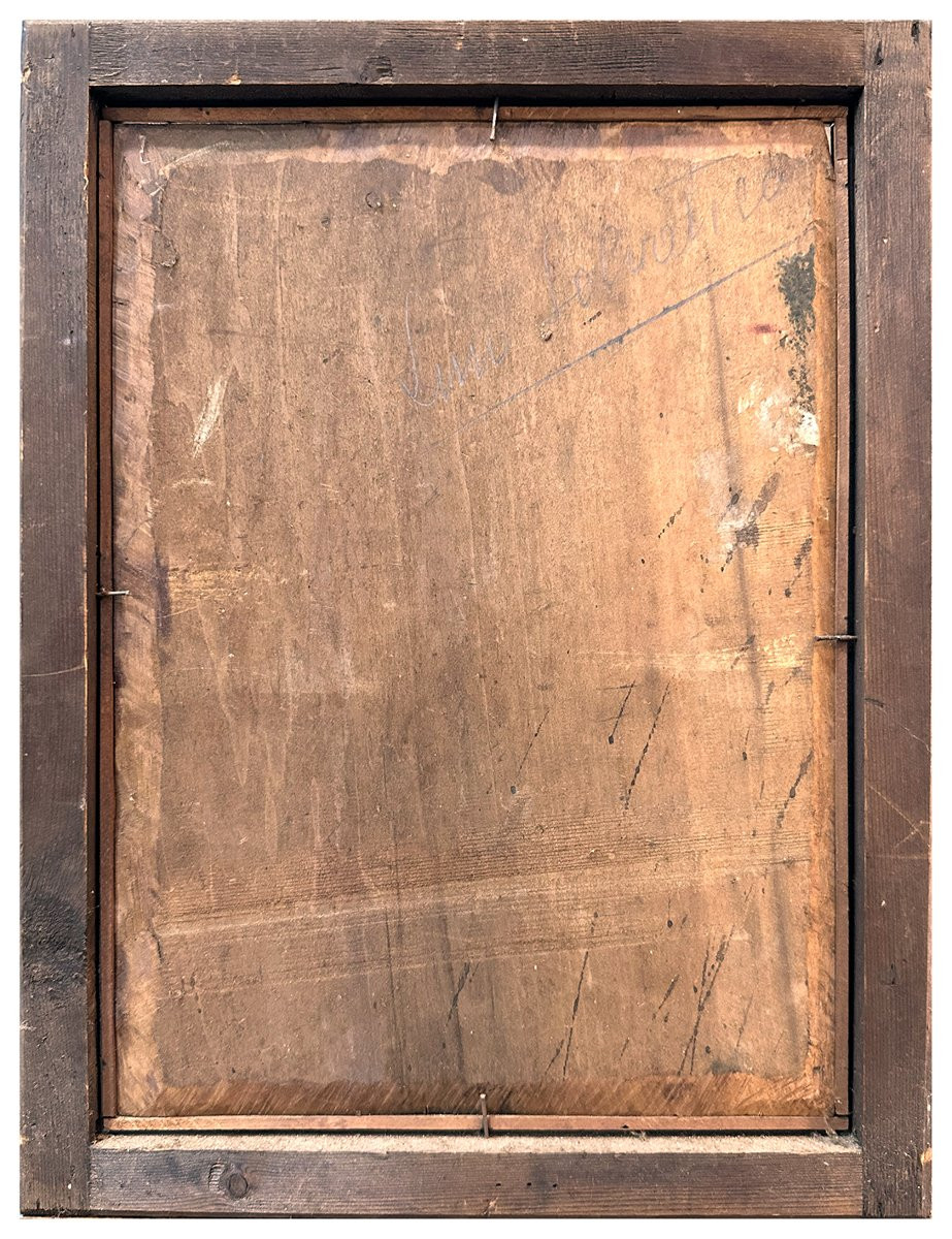 Lino Selvatico, Ritratto di uomo con barba e cappello, olio su tavola-photo-3