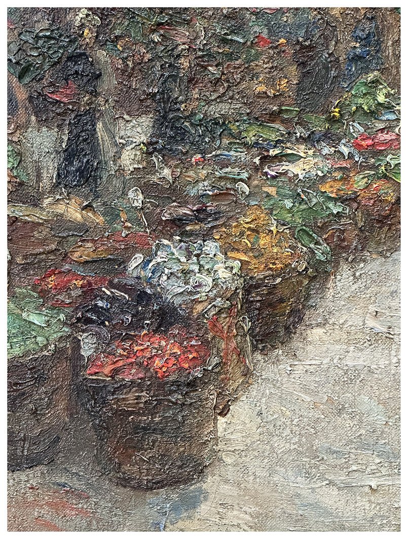 Luigi Moretti, Veduta del mercato di Rialto, olio su tela cm. 74x60-photo-3