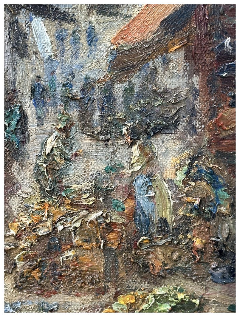 Luigi Moretti, Veduta del mercato di Rialto, olio su tela cm. 74x60-photo-4