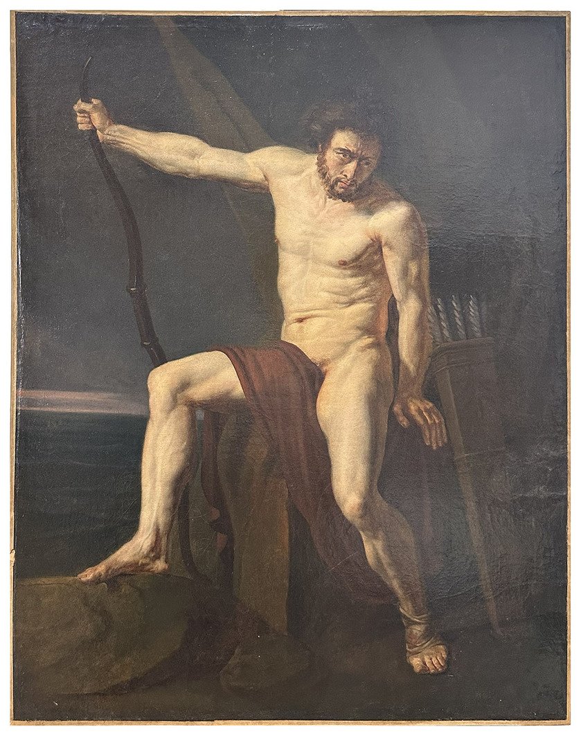 Cerchia di Jean-Germain Drouais, Filoctete. Olio su tela, 92 × 73 cm