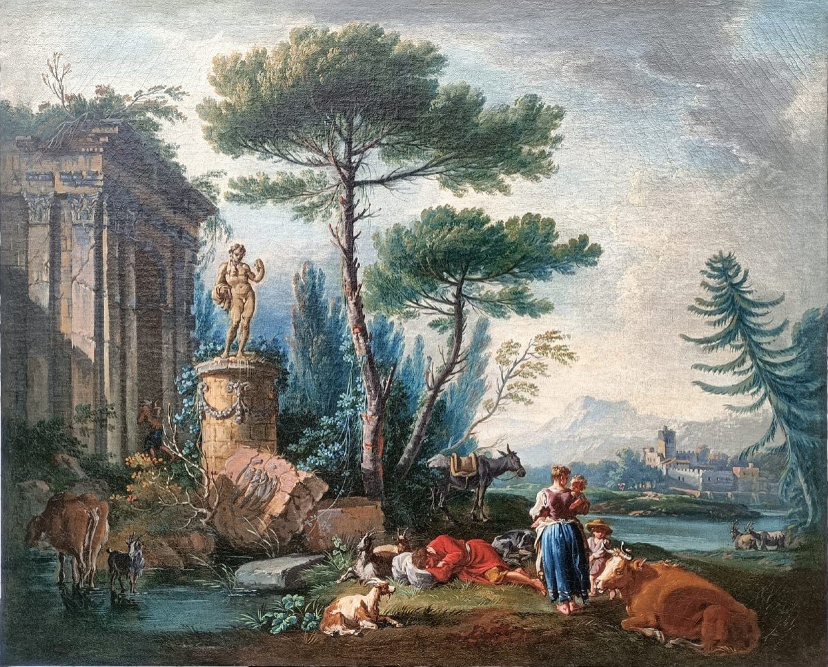 Jean-baptiste Pillement,  Paysage De Campagne Avec Personnages-photo-4