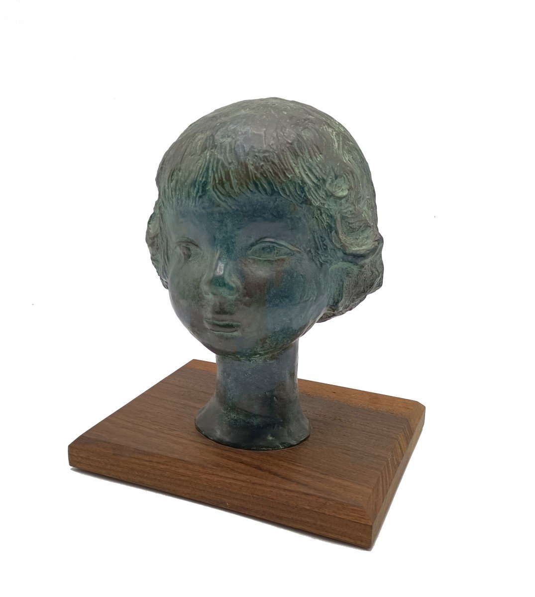 Carlo Conte, Visage d'Une Fille, Sculpture En Bronze