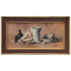 Felice Carena, Natura morta, 1959. Dipinto ad olio su tavola