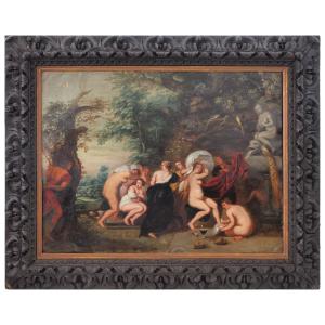 Hendrick van Balen (cerchia di), Diana e le ninfe sorprese da Atteone