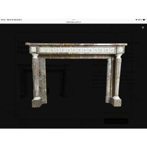 Louis XIV Fireplace In Sarrancolin And Statuary White Marble Inlay