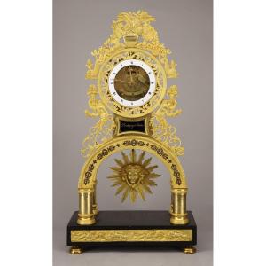 Skeleton Clock, Visible Pinwheel Escapement And Knife Suspension.